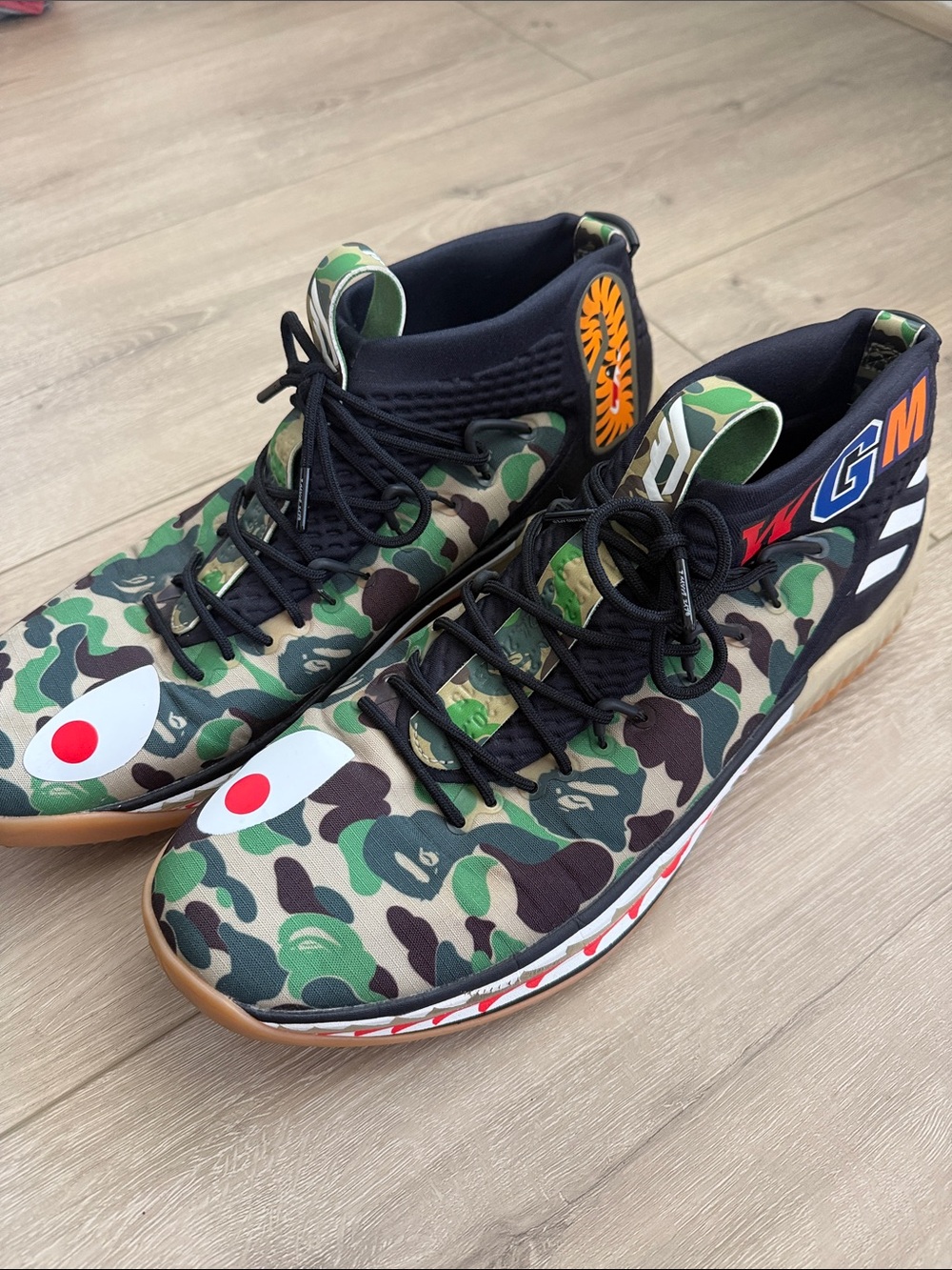 Bape Addidas Camouflage Men's High-Top Sneakers in Green/Camo